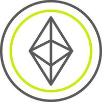 ethereum línea dos color icono vector