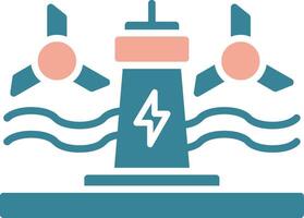 Tidal Power Glyph Two Color Icon vector