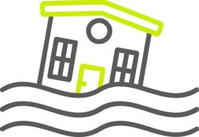 Flooded House Line Two Color Icon vector