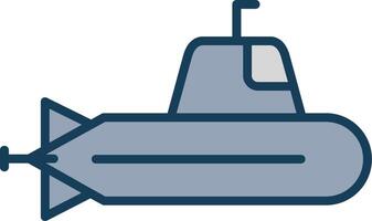 submarino línea lleno gris icono vector