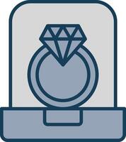 diamante anillo línea lleno gris icono vector