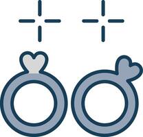 Wedding Rings Line Filled Grey Icon vector