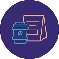 Coffee Line Two Color Circle Icon vector
