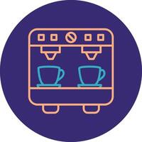 Coffee Machine Line Two Color Circle Icon vector
