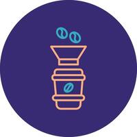 Coffee Filter Line Two Color Circle Icon vector