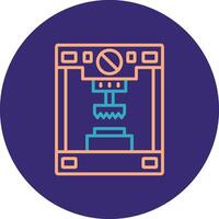 Press Machine Line Two Color Circle Icon vector