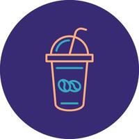 Coffee Shake Line Two Color Circle Icon vector