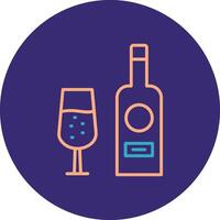 vino botella línea dos color circulo icono vector