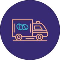 Coffee Truck Line Two Color Circle Icon vector