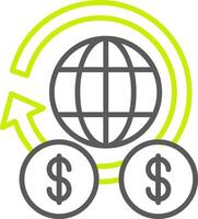 global Finanzas línea dos color icono vector