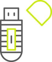 icono de dos colores de línea de memoria USB vector