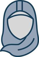 Hijab Line Filled Grey Icon vector