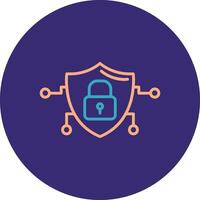 Cyber Security Line Two Color Circle Icon vector