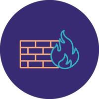 Firewall Line Two Color Circle Icon vector