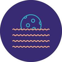 Waves Line Two Color Circle Icon vector