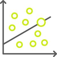 icono de dos colores de línea de gráfico de dispersión vector