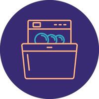 Dish Washing Line Two Color Circle Icon vector