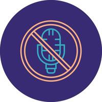 No Microphone Line Two Color Circle Icon vector