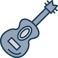 guitarra línea lleno gris icono vector