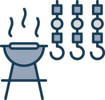 Bbq Line Filled Grey Icon vector