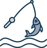 Fishing Line Filled Grey Icon vector