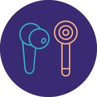 Earbud Line Two Color Circle Icon vector