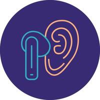 Earbud Line Two Color Circle Icon vector