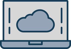 Cloud Line Filled Grey Icon vector