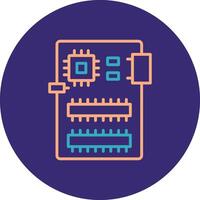 Circuit Board Line Two Color Circle Icon vector