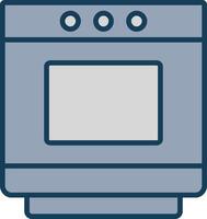 Oven Line Filled Grey Icon vector