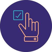 Hand Correct Line Two Color Circle Icon vector