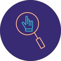 Hand Search Line Two Color Circle Icon vector