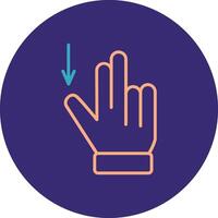 Two Fingers Drag Down Line Two Color Circle Icon vector