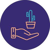 Cactus Line Two Color Circle Icon vector