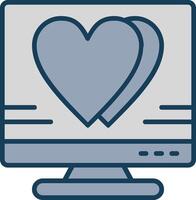 Heart Line Filled Grey Icon vector