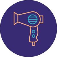 Hair Dryer Line Two Color Circle Icon vector
