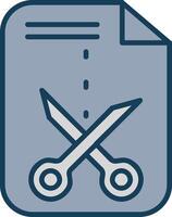 Cutting Line Filled Grey Icon vector