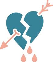 Broken Heart Glyph Two Color Icon vector