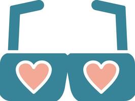 Heart Glasses Glyph Two Color Icon vector