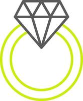 línea de anillo de diamantes icono de dos colores vector