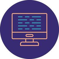 Computer Line Two Color Circle Icon vector