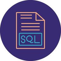 sql línea dos color circulo icono vector