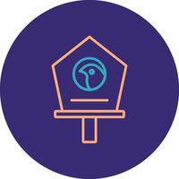 Bird House Line Two Color Circle Icon vector