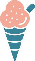 icono de dos colores de glifo de helado vector