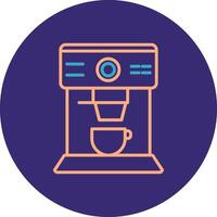 Coffee Machine Line Two Color Circle Icon vector