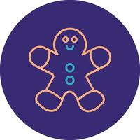 Gingerbread Man Line Two Color Circle Icon vector