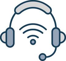 Headphones Line Filled Grey Icon vector