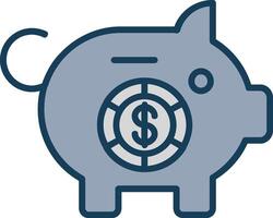 Piggy Bank Line Filled Grey Icon vector