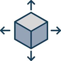 cubo línea lleno gris icono vector