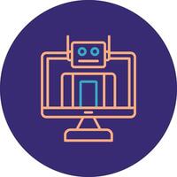 Bot Line Two Color Circle Icon vector